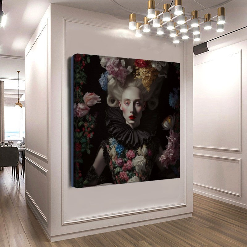 Marie Antoinette Floral Elegance - Renaissance-Inspired Canvas Print