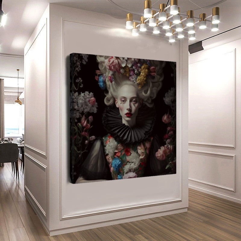 Marie Antoinette Floral Elegance - Renaissance-Inspired Canvas Print