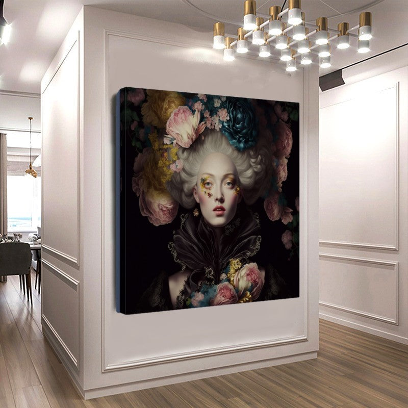 Marie Antoinette Floral Elegance - Renaissance-Inspired Canvas Print