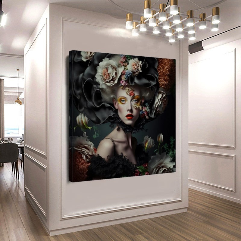 Marie Antoinette Floral Elegance - Renaissance-Inspired Canvas Print