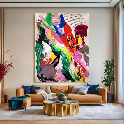 Modern Abstract Painting for Living room, Colorful Wall Art, Impasto Oil Painting on Canvas