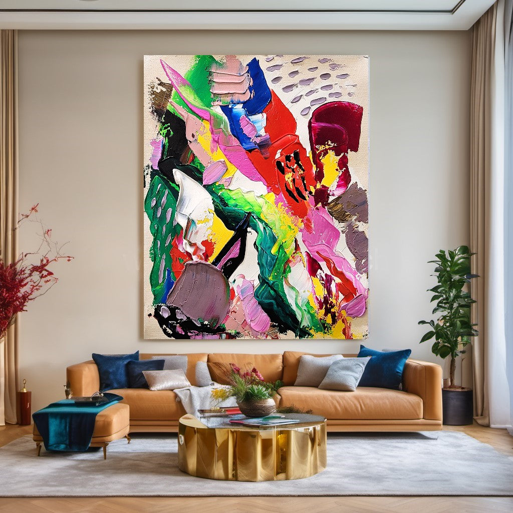 Modern Abstract Painting for Living room, Colorful Wall Art, Impasto Oil Painting on Canvas – Large – Oil on Canvas – {{ product.title }} canvas artwork by Tanya Mirelle – modern wall decor – original artwork for home, living room, office, or gallery – original artwork by BETSY-ART GALLERY