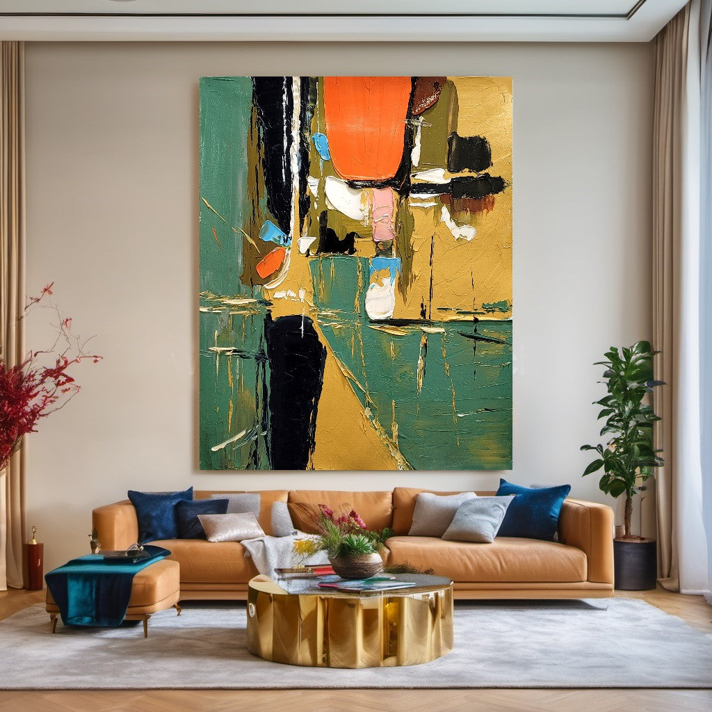 Modern Abstract Wall Art for Living room, Earthy color Art, Impasto Oil Painting on Canvas