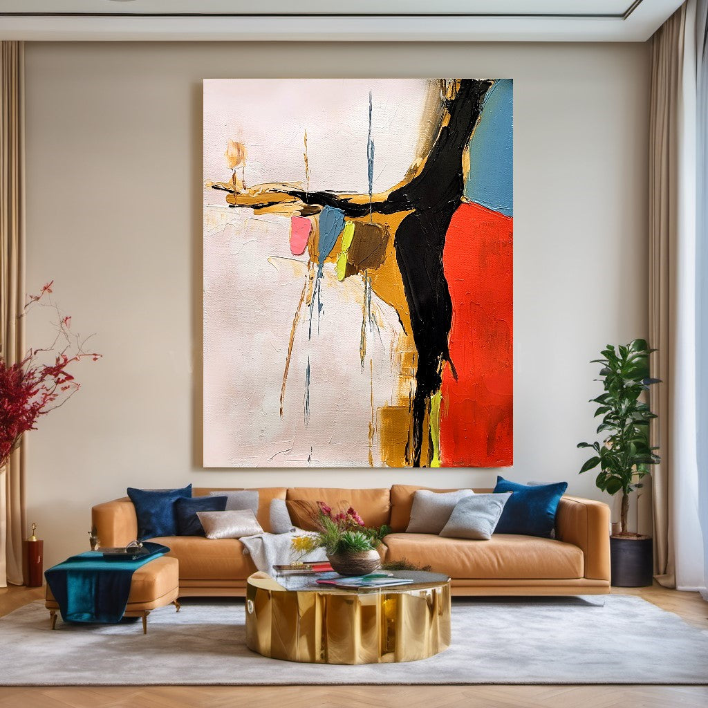 Modern Abstract Painting for Living room, Colorful Wall Art, Oil Impasto Painting on Canvas