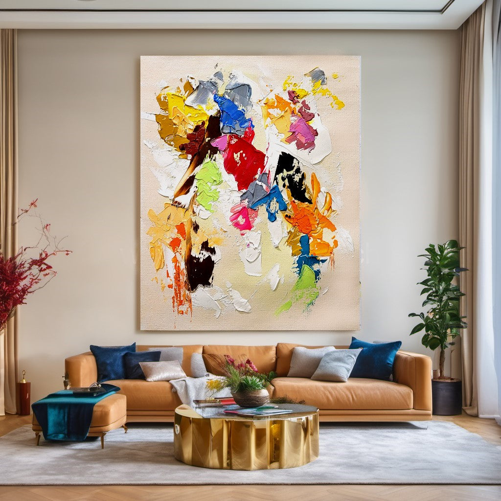 Modern Abstract Painting for Living room, Colorful Wall Art, Oil Impasto Painting on Canvas