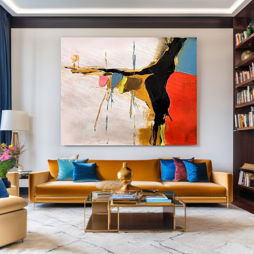 Modern Abstract Painting for Living room, Colorful Wall Art, Oil Impasto Painting on Canvas