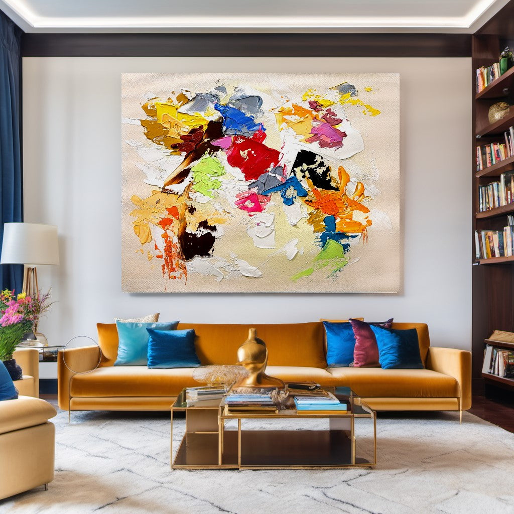 Modern Abstract Painting for Living room, Colorful Wall Art, Oil Impasto Painting on Canvas