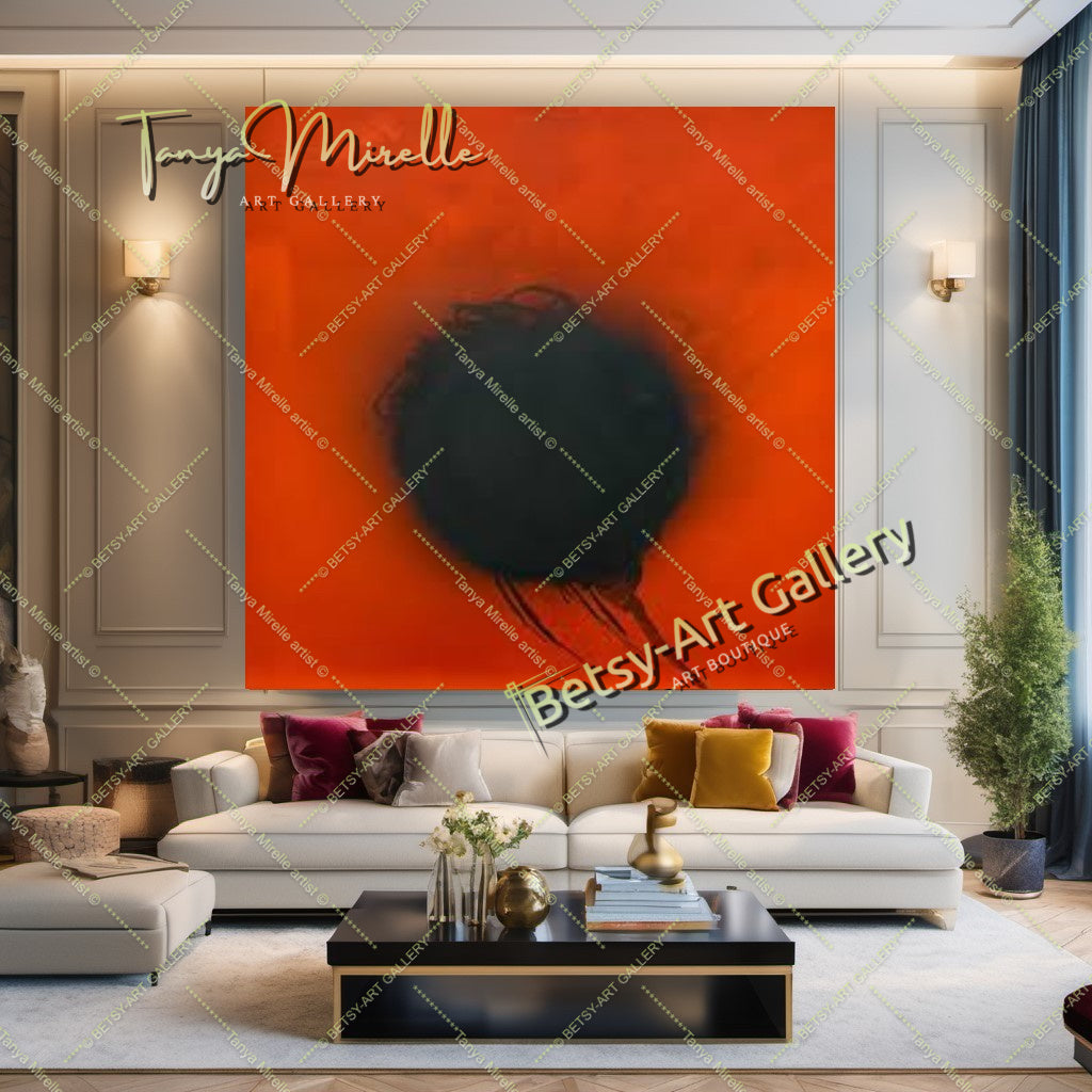 ''Any Fire Flower'' Abstract Art by Otto Piene, Modern Oil Painting on Canvas – Large – Oil on Canvas – {{ product.title }} canvas artwork by Tanya Mirelle – modern wall decor – original artwork for home, living room, office, or gallery – original artwork by BETSY-ART GALLERY