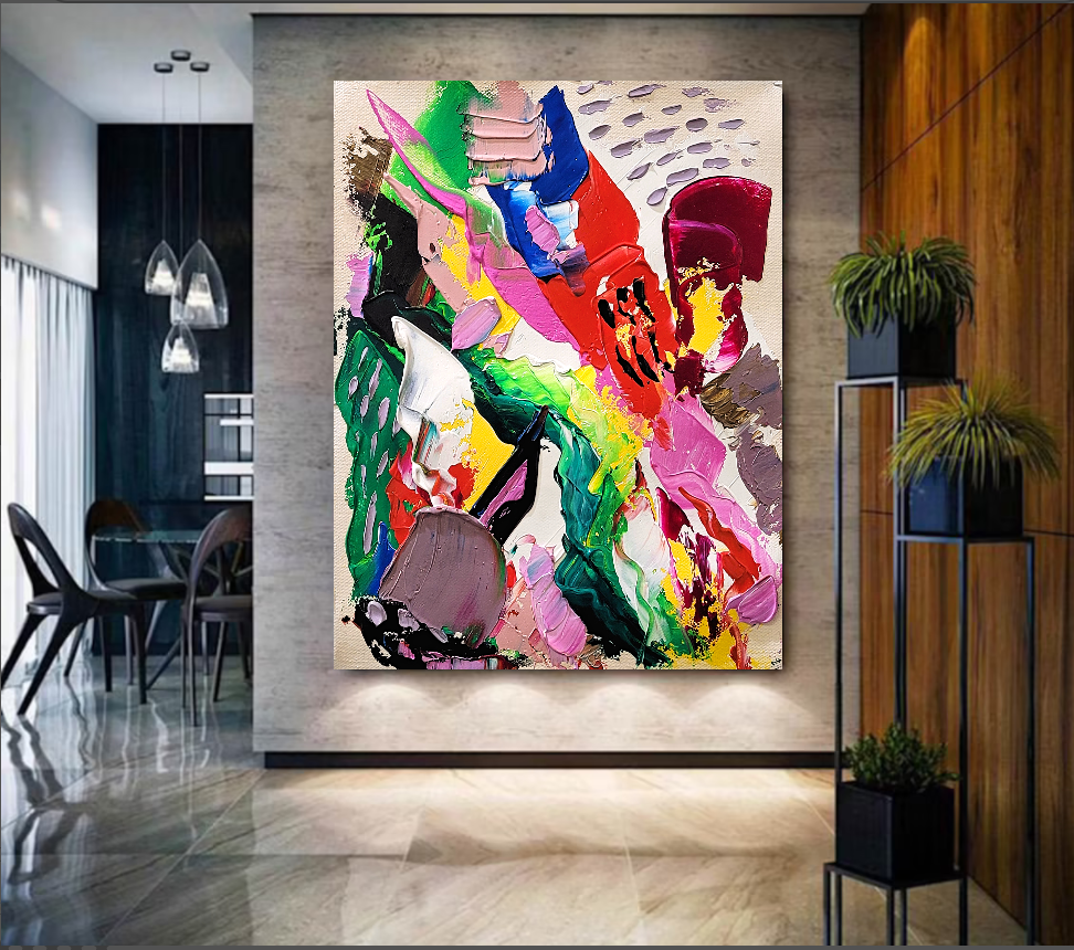 Modern Abstract Painting for Living room, Colorful Wall Art, Impasto Oil Painting on Canvas – Large – Oil on Canvas – {{ product.title }} canvas artwork by Tanya Mirelle – modern wall decor – original artwork for home, living room, office, or gallery – original artwork by BETSY-ART GALLERY
