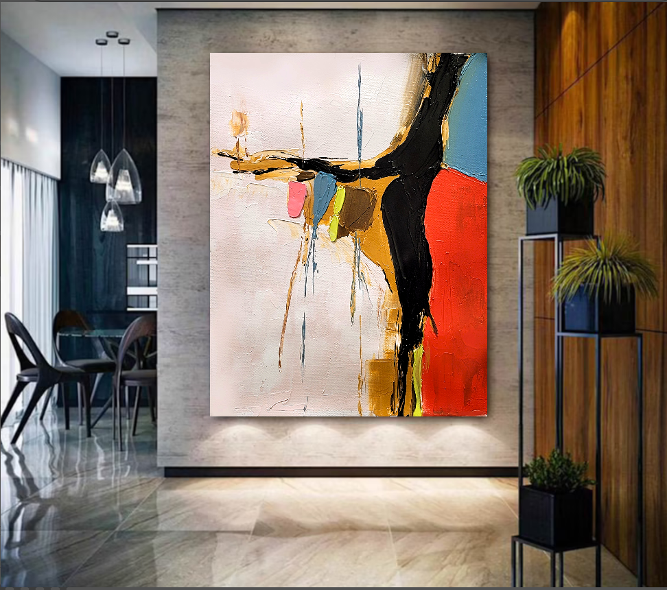 Modern Abstract Painting for Living room, Colorful Wall Art, Oil Impasto Painting on Canvas