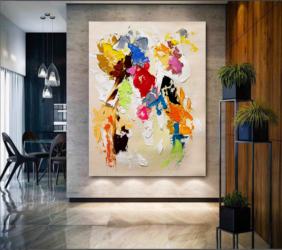 Modern Abstract Painting for Living room, Colorful Wall Art, Oil Impasto Painting on Canvas