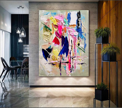 Large Modern Abstract Wall Art for Living room, Impasto Oil Painting on Canvas