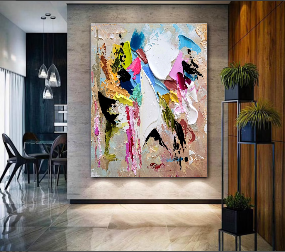 Large Modern Abstract Wall Art for Living room, Impasto Oil Painting on Canvas