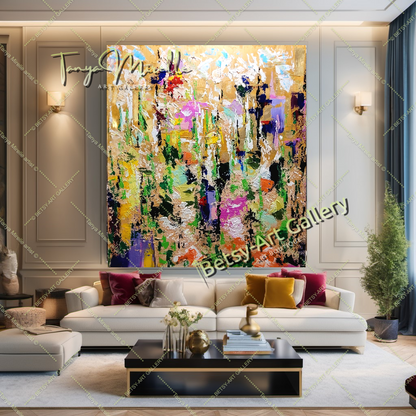 Gold Meadow - Modern Abstract Painting on Canvas for living room