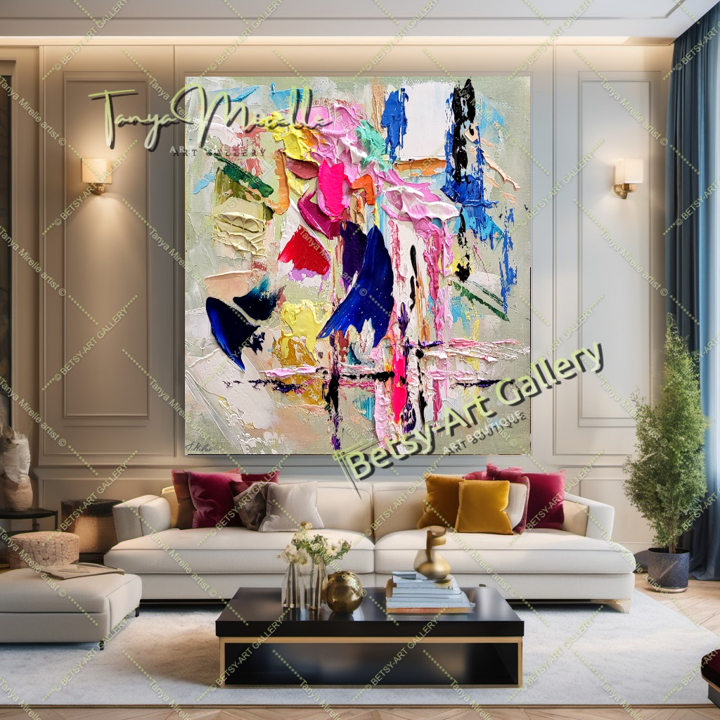 Large Modern Abstract Impasto Oil Painting for Living room