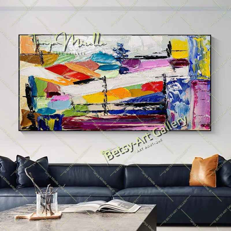 Large Abstract Oil Painting on Canvas - Colorful Impasto Artwork #219
