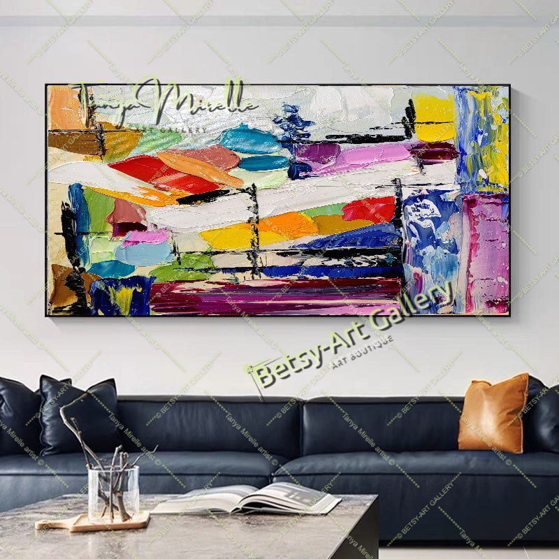 Large Abstract Colorful Impasto Oil Painting on Canvas # 219 – Large – Oil on Canvas – {{ product.title }} canvas artwork by Tanya Mirelle – modern wall decor – original artwork for home, living room, office, or gallery – original artwork by BETSY-ART GALLERY