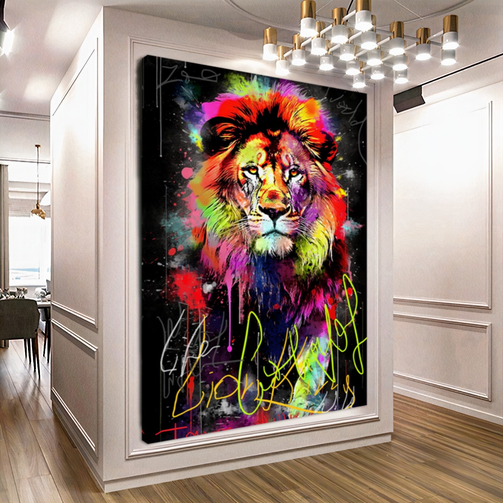 Vibrant Lion Canvas Print - Colorful Graffiti Art - Abstract Animal Wall Decor