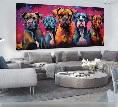 Colorful Dog Family - Vibrant Canvas Art, Modern Prin on Canvas