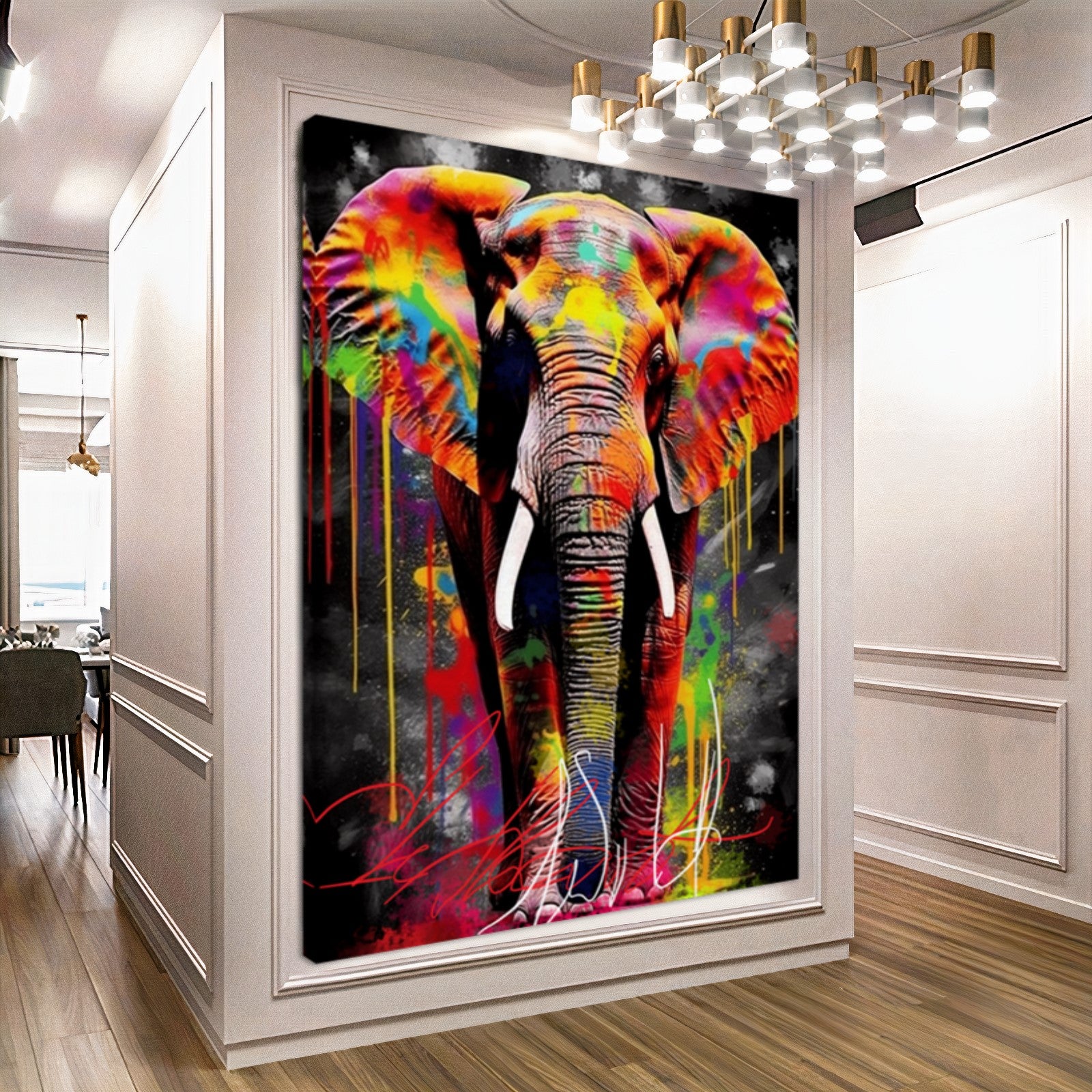 Colorful Elephant Canvas Print - Vibrant Abstract Wall Art - Graffiti Animal Wall Decor, Gift