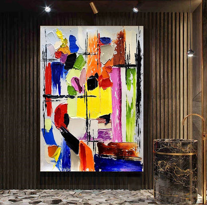 Vibrant Modern Abstract Art for Living room, Impasto Oil Painting on Canvas, Handmade Art for sale