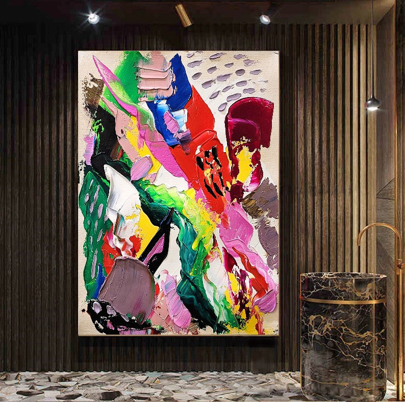 Modern Abstract Painting for Living room, Colorful Wall Art, Impasto Oil Painting on Canvas – Large – Oil on Canvas – {{ product.title }} canvas artwork by Tanya Mirelle – modern wall decor – original artwork for home, living room, office, or gallery – original artwork by BETSY-ART GALLERY