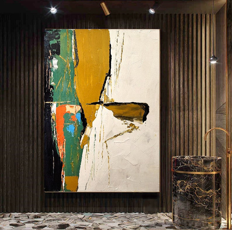 Modern Abstract Wall Art for Living room, Earthy color Art, Impasto Oil Painting on Canvas