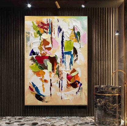 Modern Abstract Painting for Living room, Colorful Wall Art, Oil Impasto Painting on Canvas