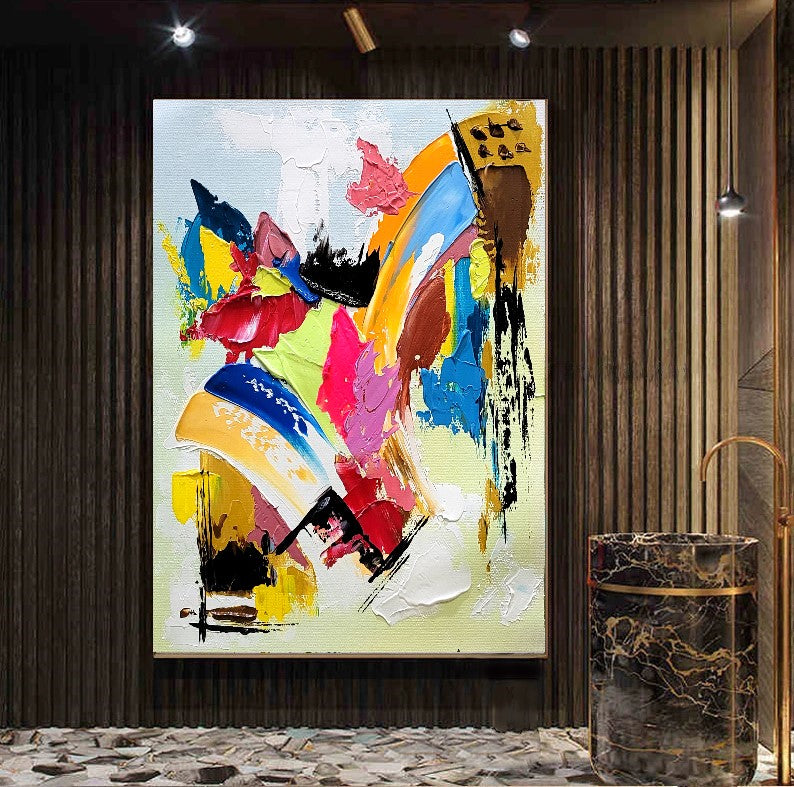 Colorful Modern Abstract Wall Art for Living room, Impasto Oil Painting on Canvas – Large – Oil on Canvas – {{ product.title }} canvas artwork by Tanya Mirelle – modern wall decor – original artwork for home, living room, office, or gallery – original artwork by BETSY-ART GALLERY