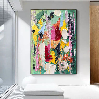 Colorful Modern Abstract Wall Art for Living room, Impasto Oil Painting on Canvas