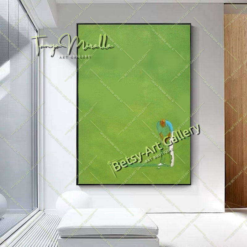 LARGE Modern Abstract Golf Painting, Unique Home Decor, Club , Office – Large – Oil on Canvas – {{ product.title }} canvas artwork by Tanya Mirelle – modern wall decor – original artwork for home, living room, office, or gallery – original artwork by BETSY-ART GALLERY