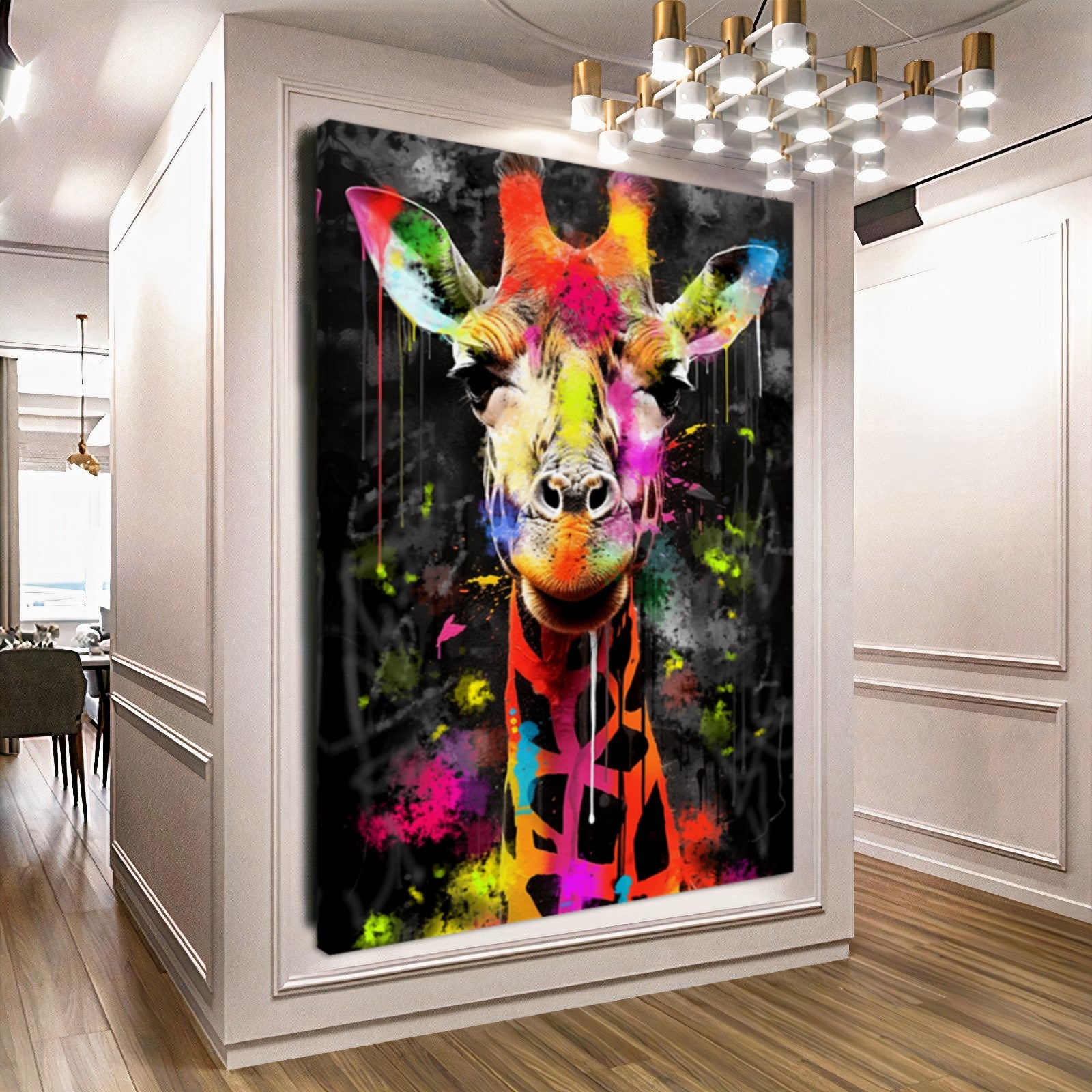 Colorful Giraffe Canvas Print - Vibrant Abstract Wall Art - Graffiti Animal Wall Decor