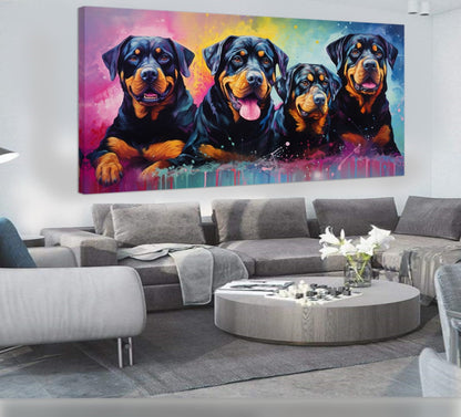 Colorful Dog Family - Vibrant Canvas Art, Modern Prin on Canvas