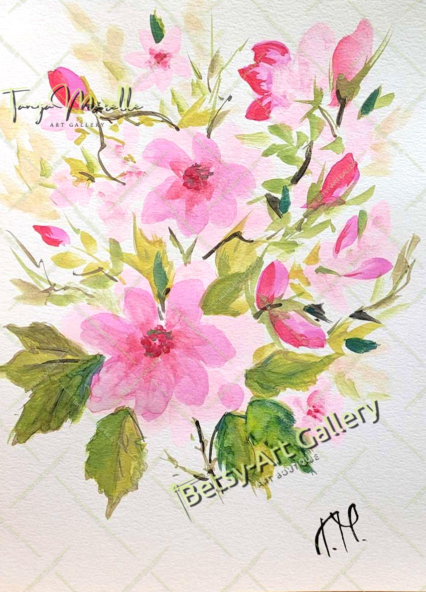 Spring Flowers Watercolor Painting, Botanical Wall Art {{ shop_name }}watercolor art print birthday gift blooming garden art botanical print colorful painting floral art floral painting garden painting gift for mom mediterranean art nature painting paper painting small painting wall art home decor watercolor floral watercolor flowers watercolor landscape watercolor painting wildflowers painting