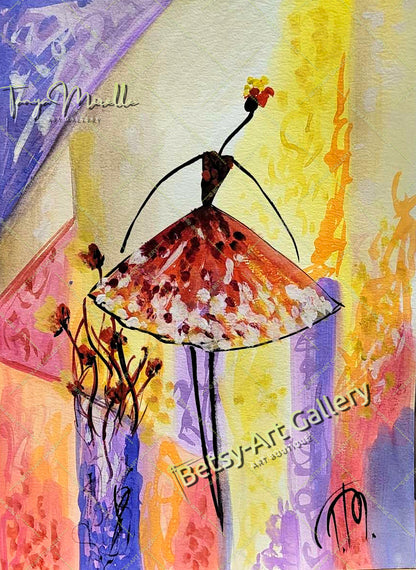 Elegant Ballerina Dance Art, Watercolor Ballet Painting, No Frame {{ shop_name }}watercolor abstract dance print art for girls Ballerina Dance ballerina print ballet decor ballet painting birthday gift colorful painting dance wall art dancer illustration dancer wall art elegant art gift for mom paper painting small painting watercolor art watercolor painting