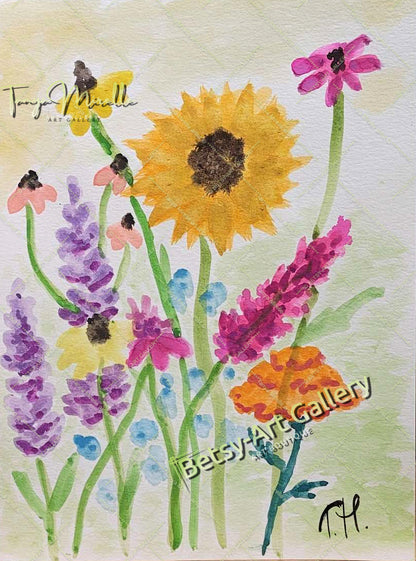 Botanical Wall Art Original Watercolor Floral Painting, No Frame {{ shop_name }}watercolor art print birthday gift blooming garden art botanical print colorful painting floral art floral painting garden painting gift for mom mediterranean art nature painting paper painting small painting wall art home decor watercolor floral watercolor flowers watercolor landscape watercolor painting wildflowers painting