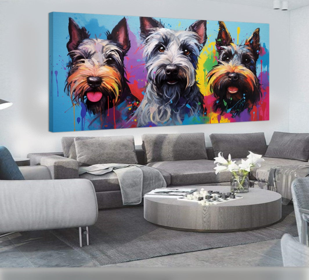 Colorful Dog Family - Vibrant Canvas Art, Modern Prin on Canvas