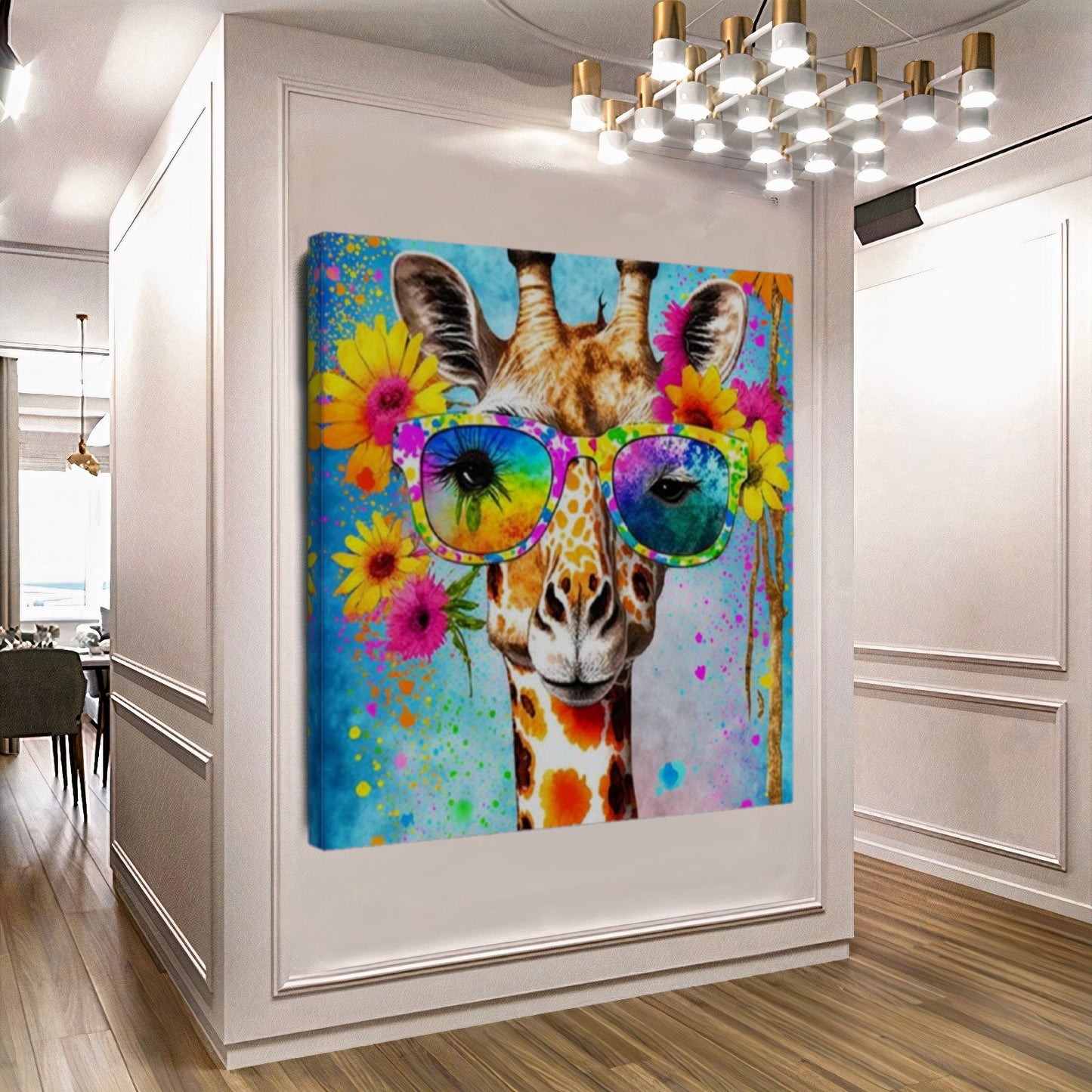 Sunny Giraffe with Sunglasses Canvas - Colorful Fun Animal Art - Modern Wall Decor for Bright Spaces