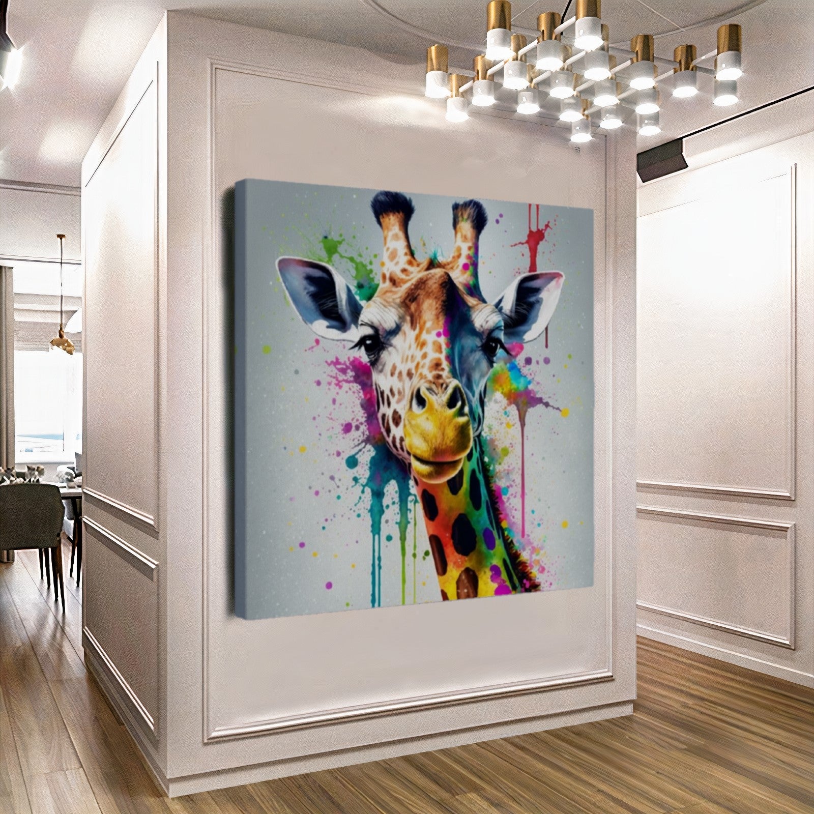 Colorful Giraffe Art - Animal Wall Art Printed Canvas - Fun Home Decor, Kids Room Decor