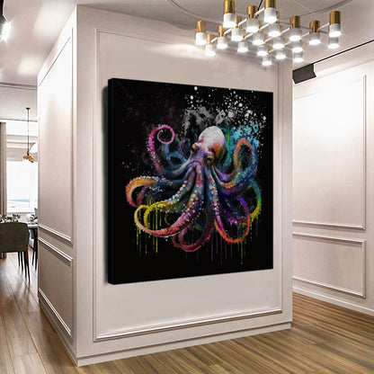 Vibrant Blue Octopus - Underwater Canvas Art Print on Canvas, Unique Gift