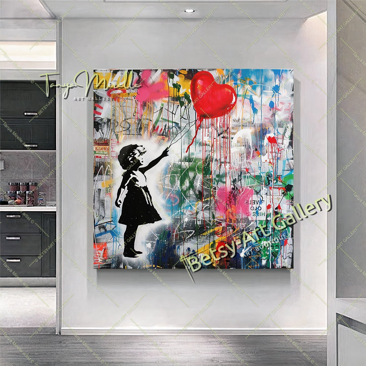 КВАДРАТ Grande toile imprimée étirée / Légendaire Marilyn Monroe en robe rouge / Impression d’art mural moderne