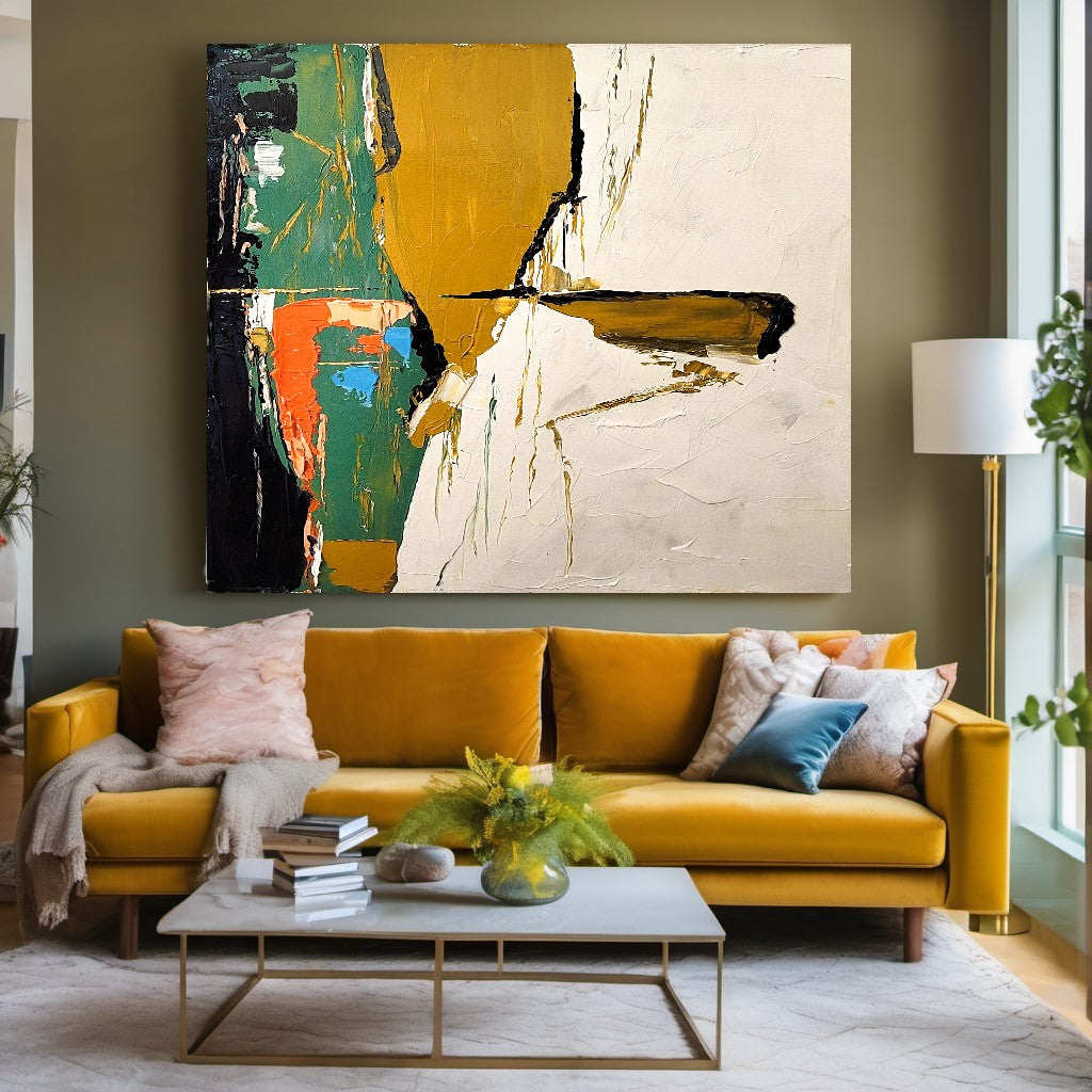 Modern Abstract Wall Art for Living room, Earthy color Art, Impasto Oil Painting on Canvas