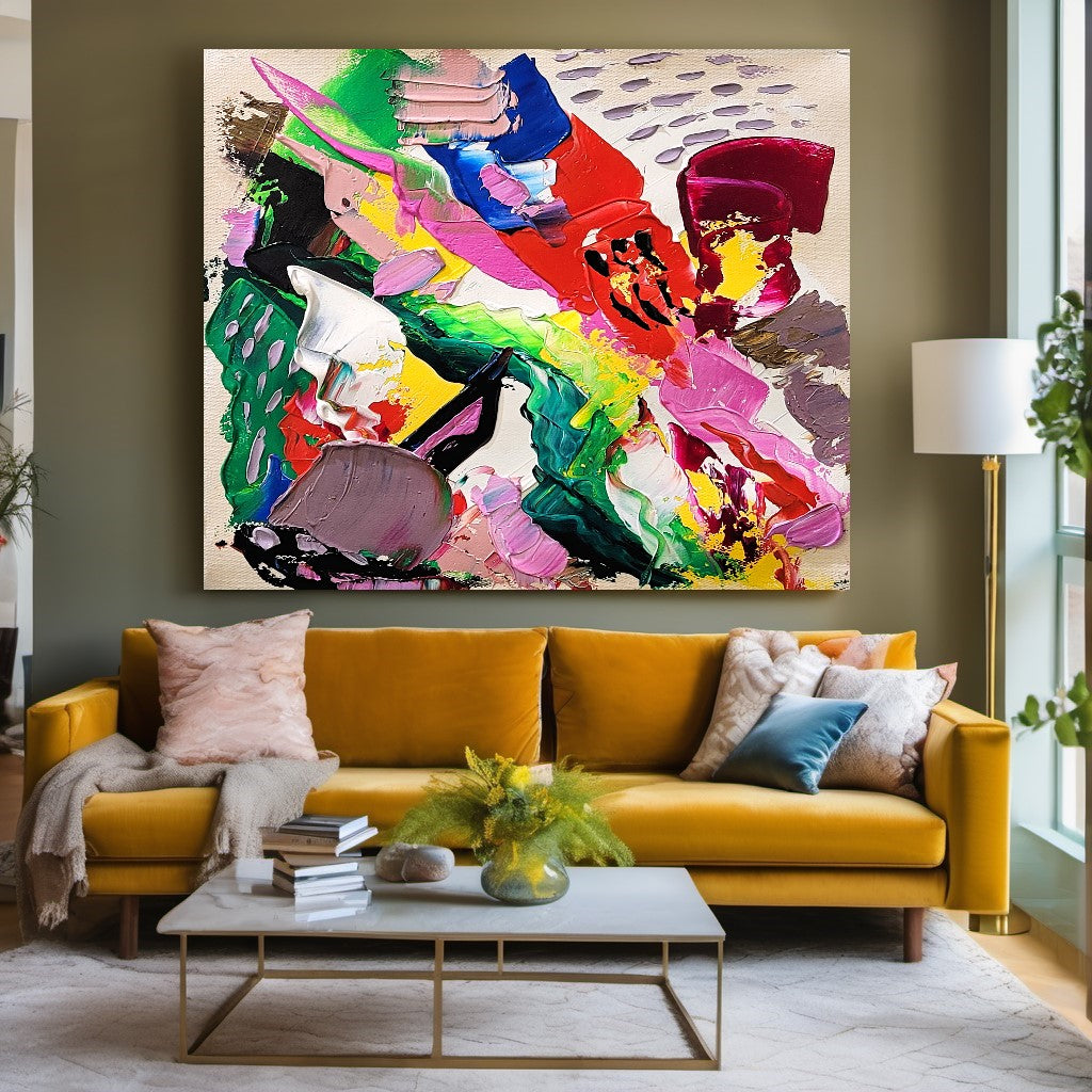 Modern Abstract Painting for Living room, Colorful Wall Art, Impasto Oil Painting on Canvas