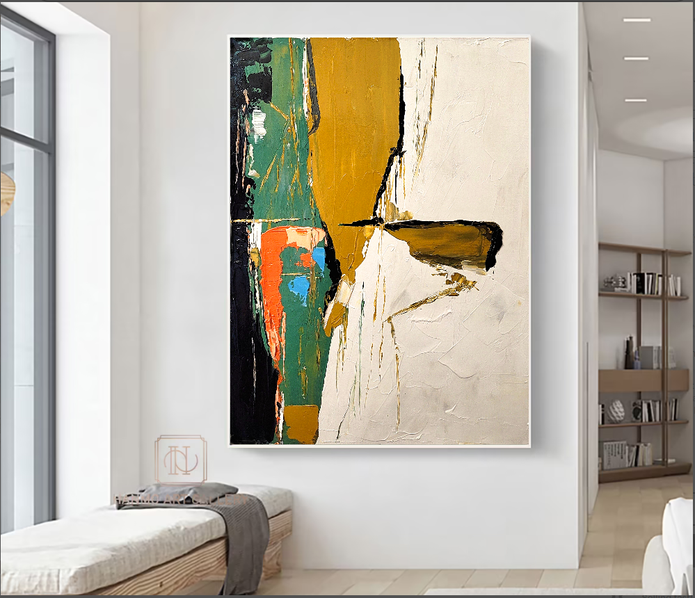 Modern Abstract Wall Art for Living room, Earthy color Art, Impasto Oil Painting on Canvas