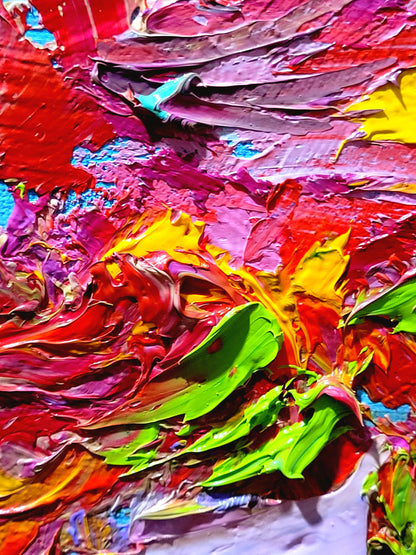 Abstract Modern Underwater World Painting, Textured Oil Canvas
