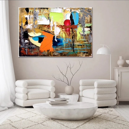 Colorful Abstract Painting, Impasto Oil Painting on Canvas, Large Modern Wall Art