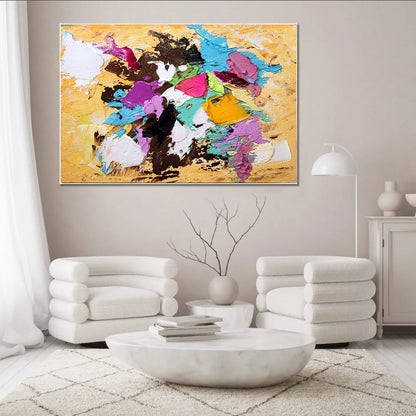 Abstract Wall Art, Modern Impasto Oil Painting on Canvas for Living room