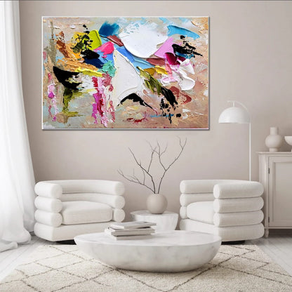 Large Modern Abstract Wall Art for Living room, Impasto Oil Painting on Canvas