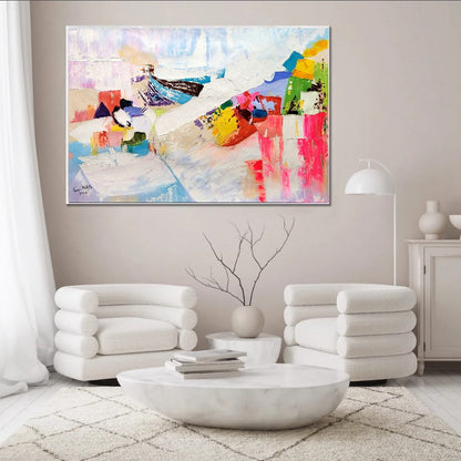 LARGE Modern Abstract Wall Art, Vibrant Impasto Oil Painting on Canvas, Textured Wall Art for Living room