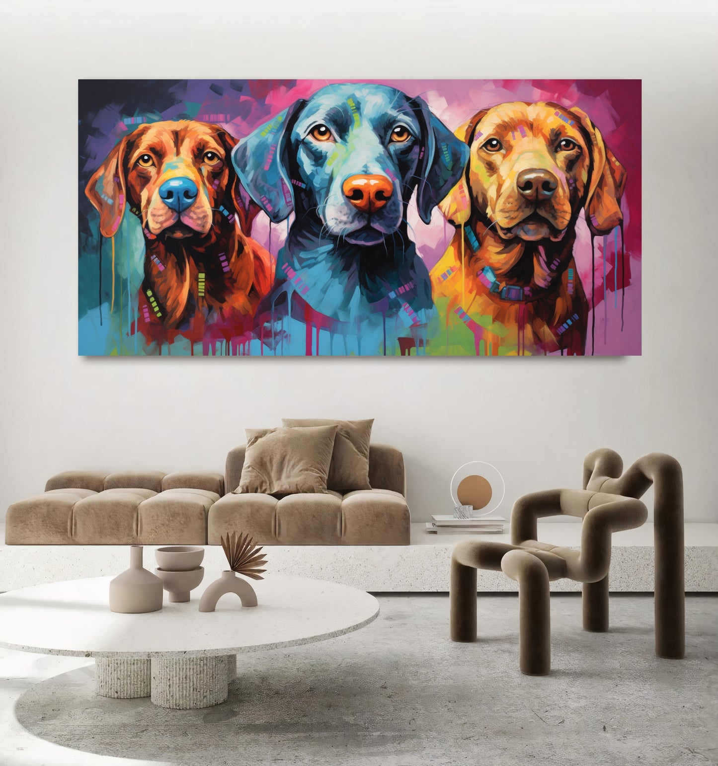 Colorful Dog Family - Vibrant Canvas Art, Modern Prin on Canvas